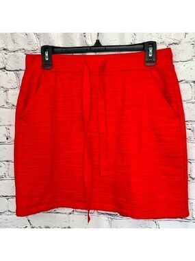 LOFT Knit Skirt Elastic Waist Pockets Red Size Small. EUC